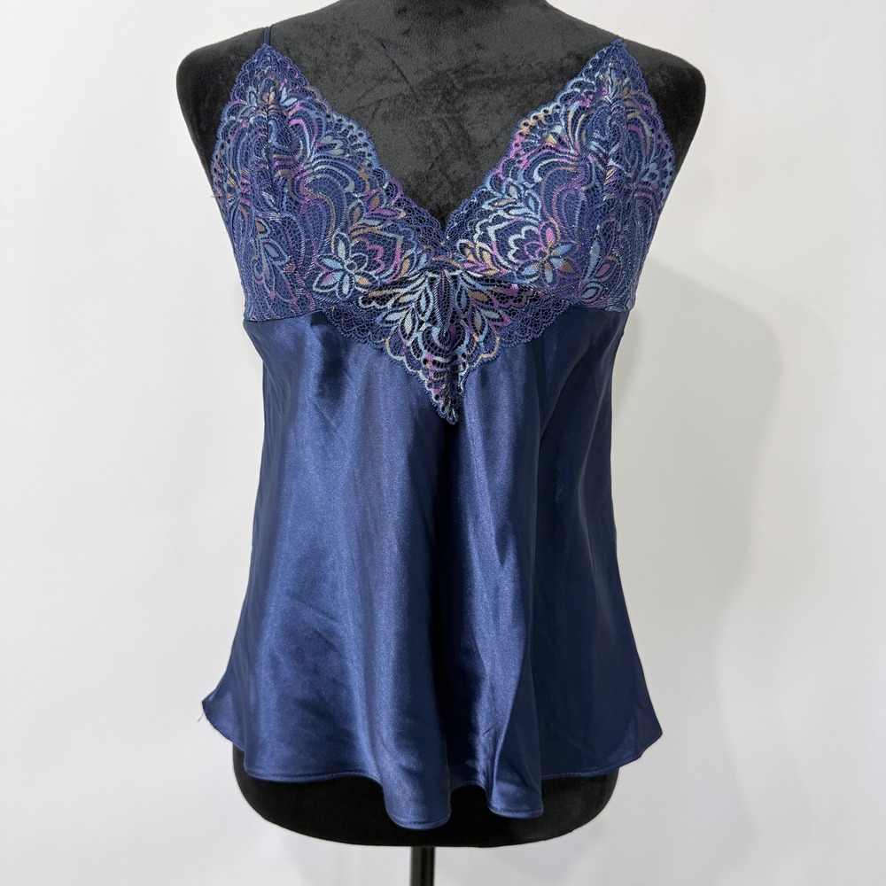 Linea Donatella Lace Satin Coquette Fairy Cami Large Blue Criss Cross Straps